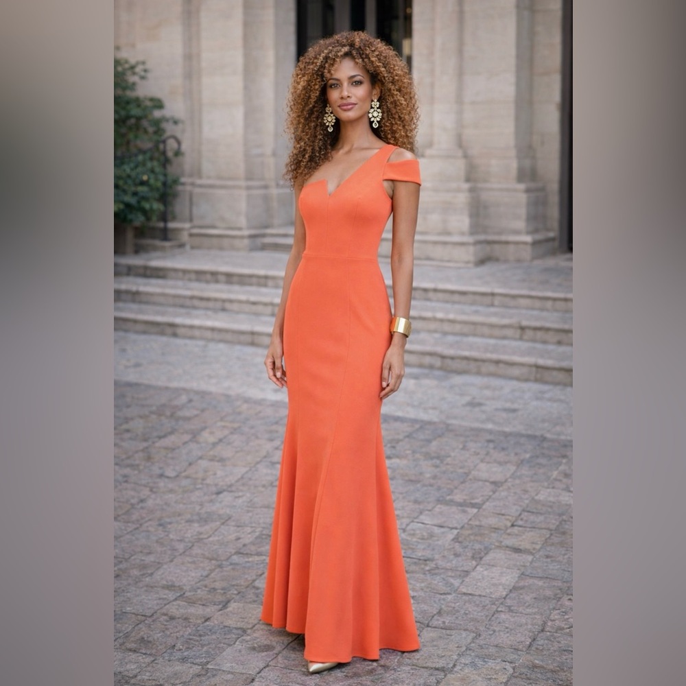 LAST CHANCE BETSY & ADAM one shoulder gown with draped hem